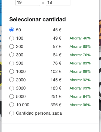 como pedir un tamaño personalizado