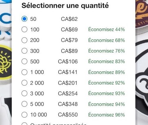 comment commander une taille personnalisée