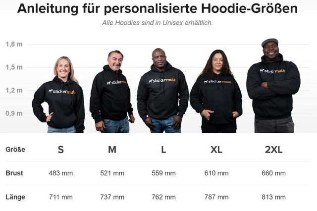 Größentabelle für Hoodies