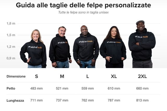 guida alle taglie delle felpe