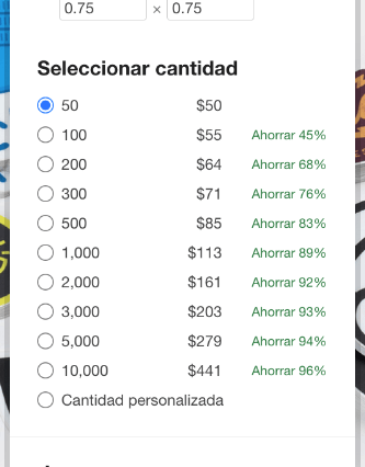 como pedir un tamaño personalizado