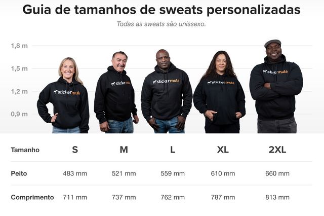 guia de tamanhos de sweat