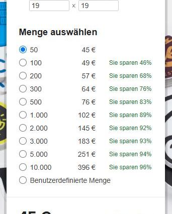 wie Sie eine benutzerdefinierte Größe bestellen