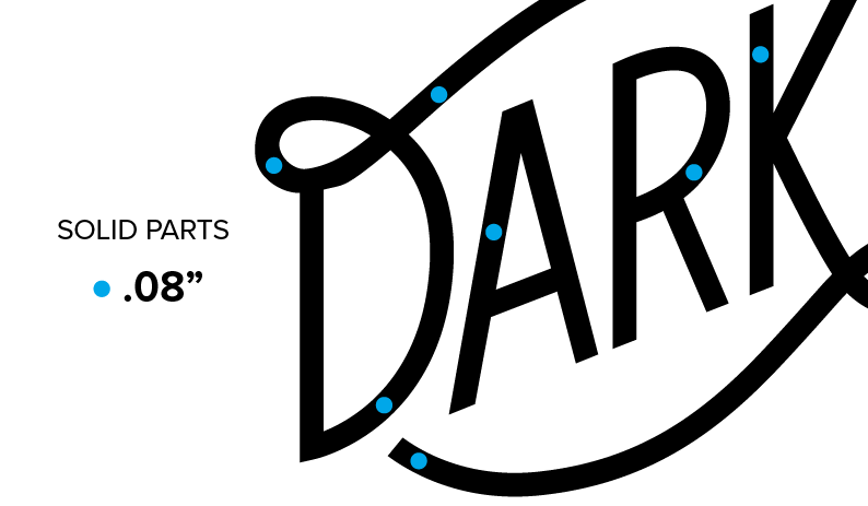 Achten Sie darauf, dass ein Kreis mit 2 mm Durchmesser in die festen Teile Ihres Designs passt