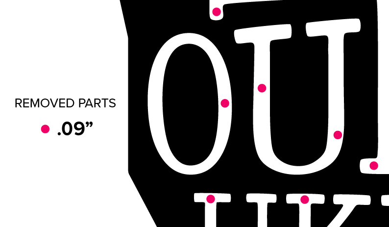 Achten Sie darauf, dass in den Weißraum Ihres Designs ein Kreis mit 2,3 mm Durchmesser passt